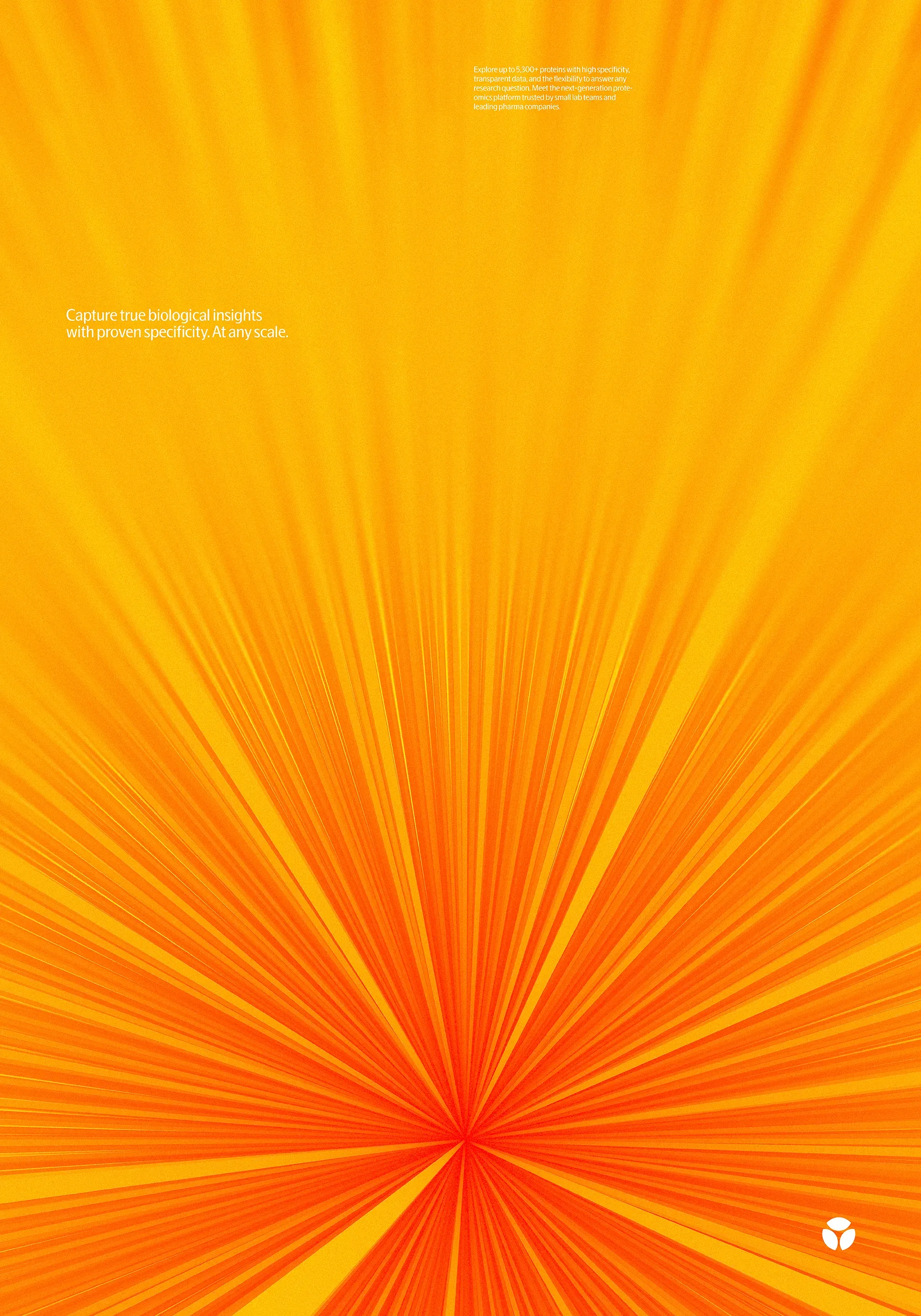 Olink poster: orange rays fanning up from below, “Capture true biological insights…”