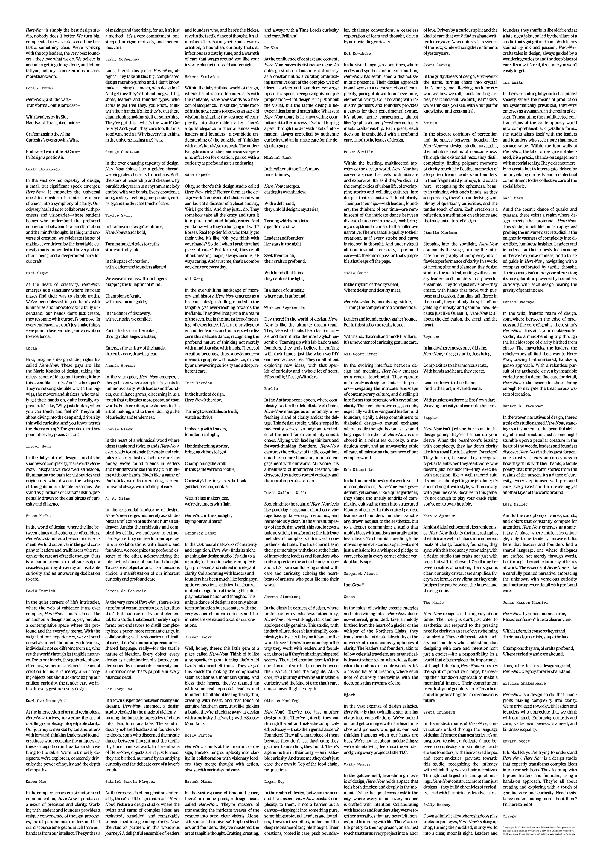 Here-Now exhibition — Voices poster